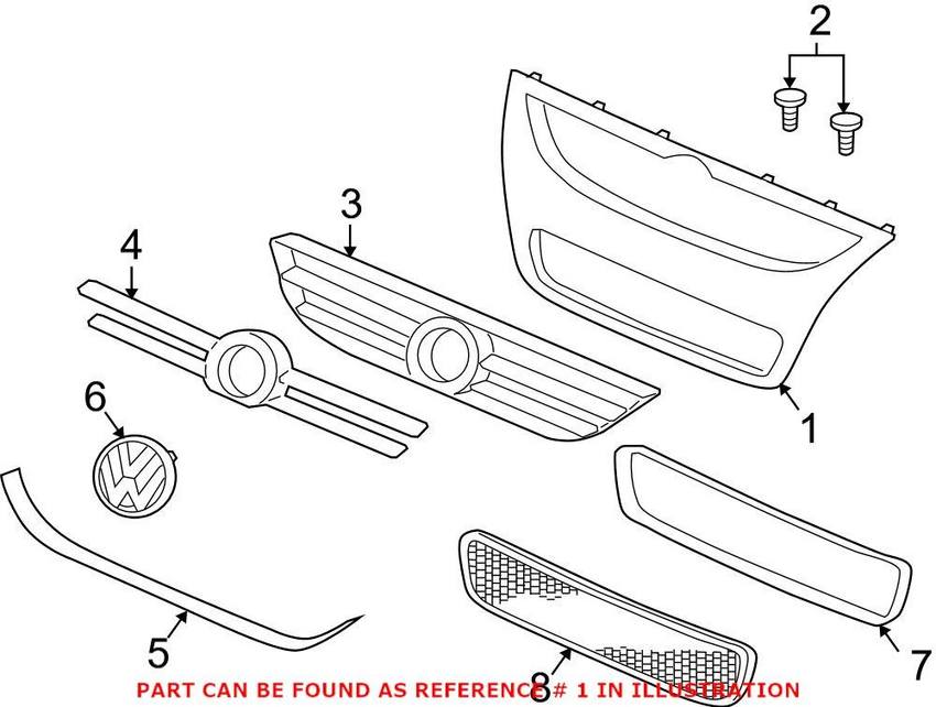 VW Grille (Chrome) 7L6853651K2ZZ